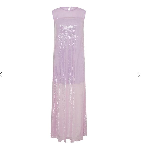 Sequined Sheer Gown In Wisteria Purple - Picture 6 of 6